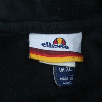 Ellesse Mens Black Pullover Hoodie XL Fleece Logo Hooded Sweatshirt