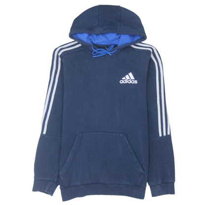 Adidas Men's Blue Pullover Hoodie Medium Classic 3-Stripes Style