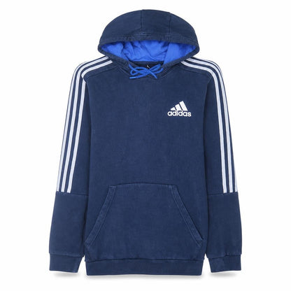 Adidas Men's Blue Pullover Hoodie Medium Classic 3-Stripes Style