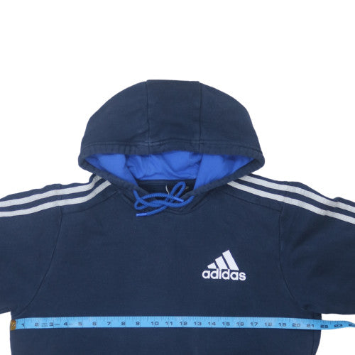 Adidas Men's Blue Pullover Hoodie Medium Classic 3-Stripes Style