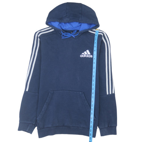 Adidas Men's Blue Pullover Hoodie Medium Classic 3-Stripes Style