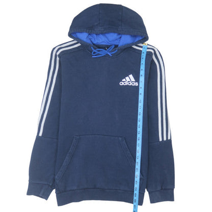 Adidas Men's Blue Pullover Hoodie Medium Classic 3-Stripes Style