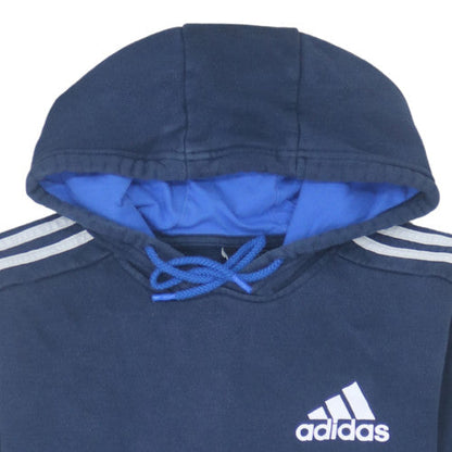 Adidas Men's Blue Pullover Hoodie Medium Classic 3-Stripes Style
