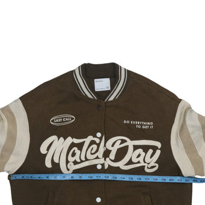 Bershka Men’s Brown Varsity Jacket M Retro College Style