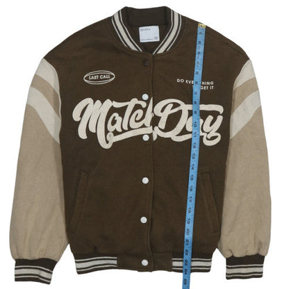 Bershka Men’s Brown Varsity Jacket M Retro College Style