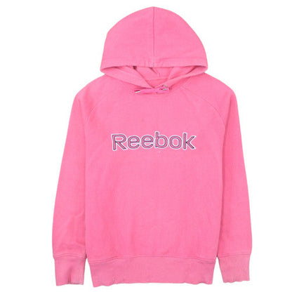 Reebok Womens Pink Pullover Hoodie L Cotton Blend Logo Sweatshirt