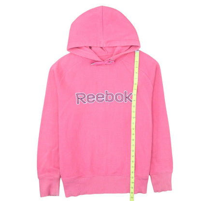 Reebok Womens Pink Pullover Hoodie L Cotton Blend Logo Sweatshirt