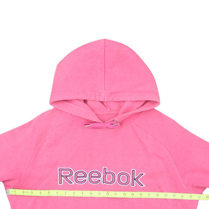 Reebok Womens Pink Pullover Hoodie L Cotton Blend Logo Sweatshirt