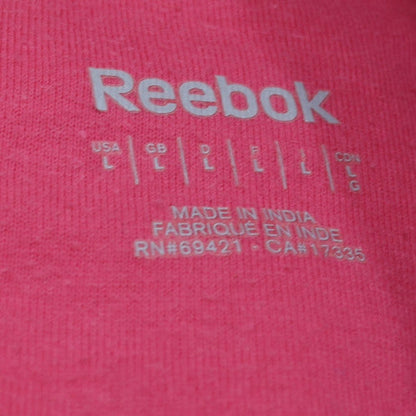 Reebok Womens Pink Pullover Hoodie L Cotton Blend Logo Sweatshirt