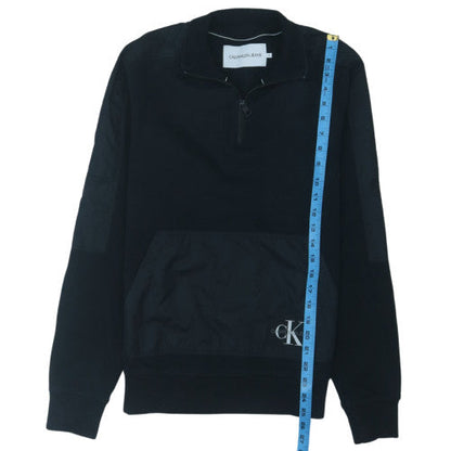 Calvin Klein Jeans Men's Black S 1/4 Zip Sweatshirt Regular Fit