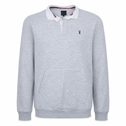 Next Men's Grey Long Sleeve Polo Shirt Size S Cotton Blend