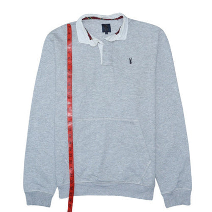 Next Men's Grey Long Sleeve Polo Shirt Size S Cotton Blend