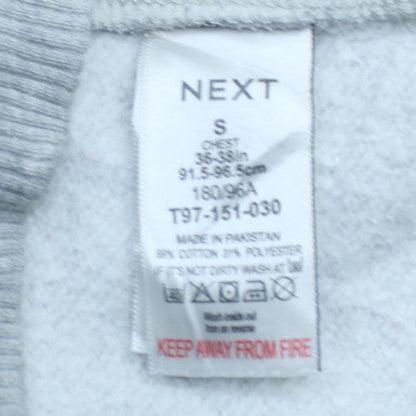 Next Men's Grey Long Sleeve Polo Shirt Size S Cotton Blend