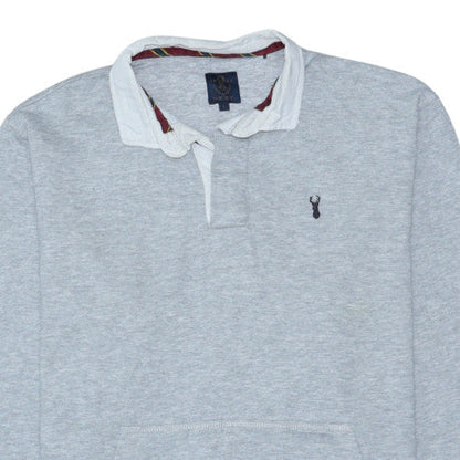 Next Men's Grey Long Sleeve Polo Shirt Size S Cotton Blend