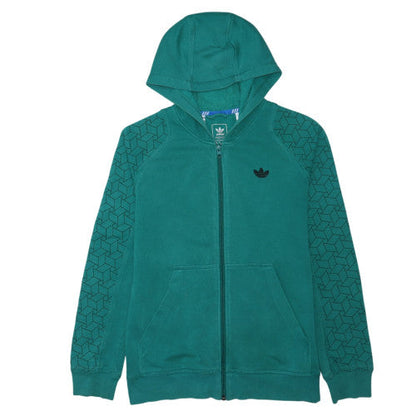 Adidas Men's Green Full Zip Hoodie Size M Regular Logo Sweatshirt