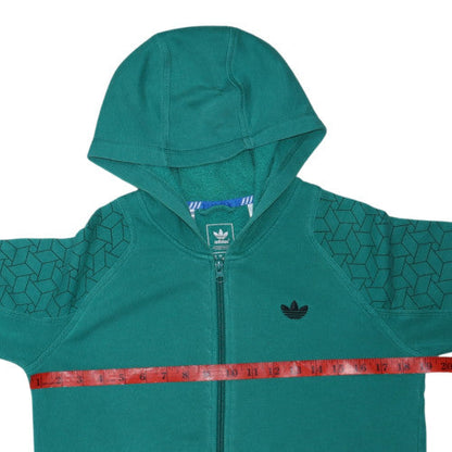 Adidas Men's Green Full Zip Hoodie Size M Regular Logo Sweatshirt
