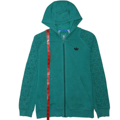 Adidas Men's Green Full Zip Hoodie Size M Regular Logo Sweatshirt