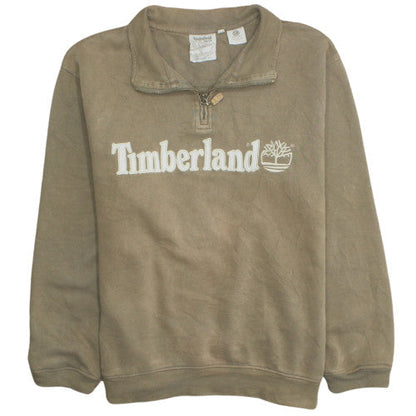 Timberland Men's Brown 1/4 Zip Fleece Sweatshirt Size M