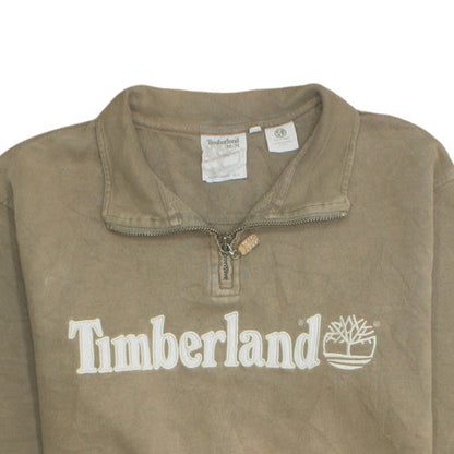 Timberland Men's Brown 1/4 Zip Fleece Sweatshirt Size M