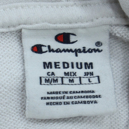 Champion Men's White Medium Pullover Hoodie Graphic Logo Fleece