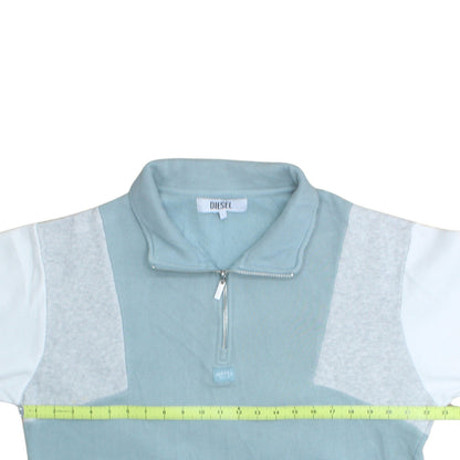 Diesel Men's Blue Colour Block Quarter Zip Sweatshirt L