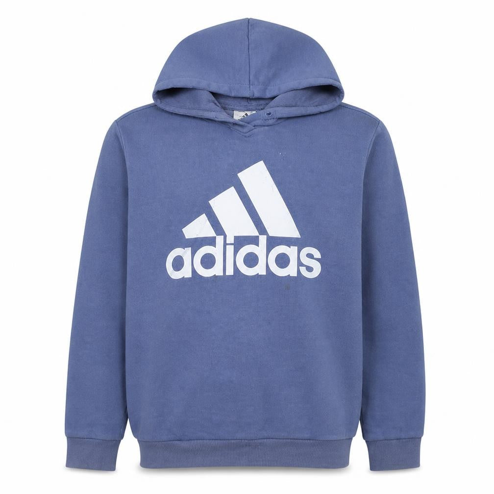 Front view of Adidas Men Blue XL Pullover Hoodie Fleece Logo Sportswear