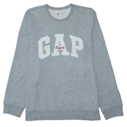 GAP Men's Grey Crew Neck Logo Sweatshirt XL Cotton Blend