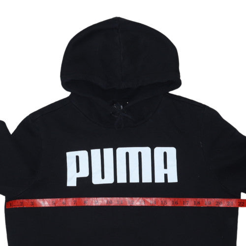 Puma Men's Black Pullover Hoodie M Sports Logo Fleece Sweatshirt