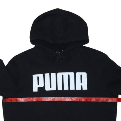 Puma Men's Black Pullover Hoodie M Sports Logo Fleece Sweatshirt