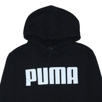 Puma Men's Black Pullover Hoodie M Sports Logo Fleece Sweatshirt