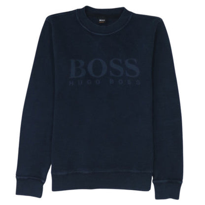 Hugo Boss Men's Blue Crew Neck Logo Pullover Jumper Size S