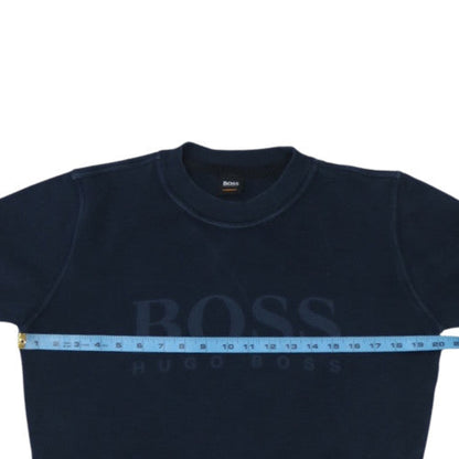 Hugo Boss Men's Blue Crew Neck Logo Pullover Jumper Size S