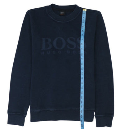 Hugo Boss Men's Blue Crew Neck Logo Pullover Jumper Size S