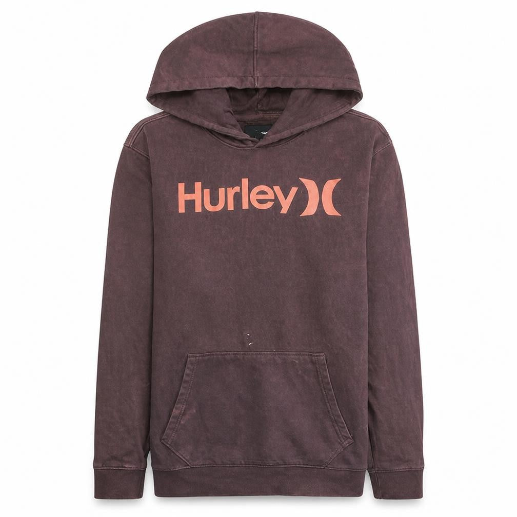 Hurley Men’s Brown Logo Pullover Hoodie Size L Fleece Sweatshirt