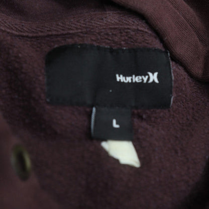 Hurley Men’s Brown Logo Pullover Hoodie Size L Fleece Sweatshirt
