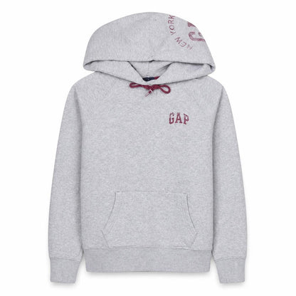 Gap Women Grey Pullover Hoodie Medium Logo Drawstring Casual Sweatshirt