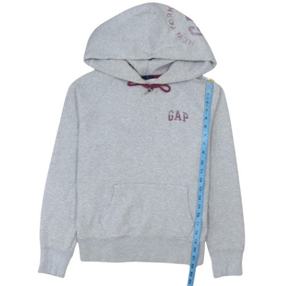 GAP Women Grey Pullover Hoodie Medium Logo Drawstring Casual Sweatshirt