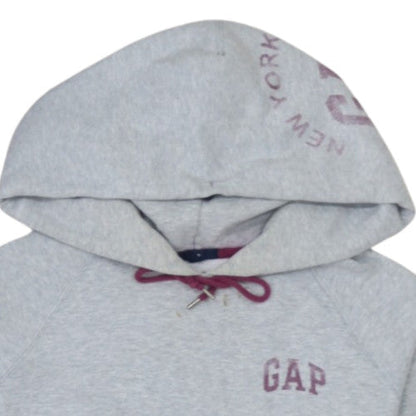 GAP Women Grey Pullover Hoodie Medium Logo Drawstring Casual Sweatshirt