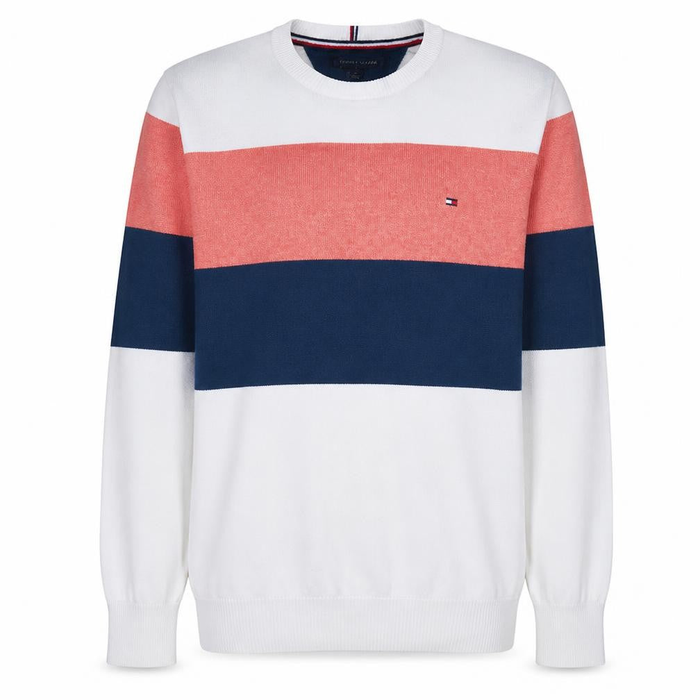 Tommy Hilfiger Men's Multicoloured Cotton Crew Neck Striped Jumper M