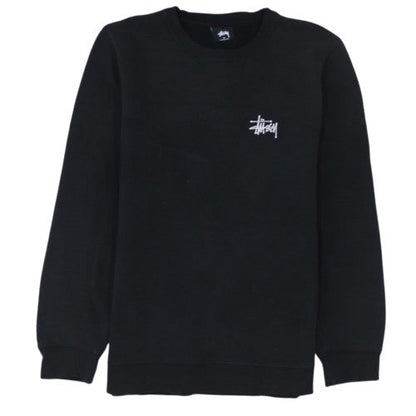 Stussy Mens Black Regular Fit Crew Neck Logo Sweatshirt M
