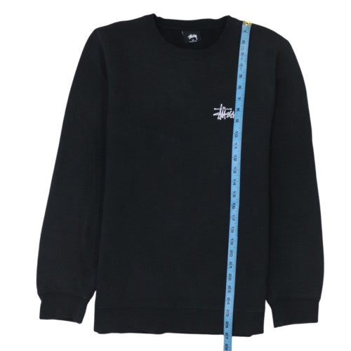 Stussy Mens Black Regular Fit Crew Neck Logo Sweatshirt M