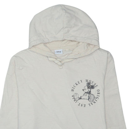 Disney Womens Beige Mickey Mouse Pullover Hoodie Size 12 Cotton