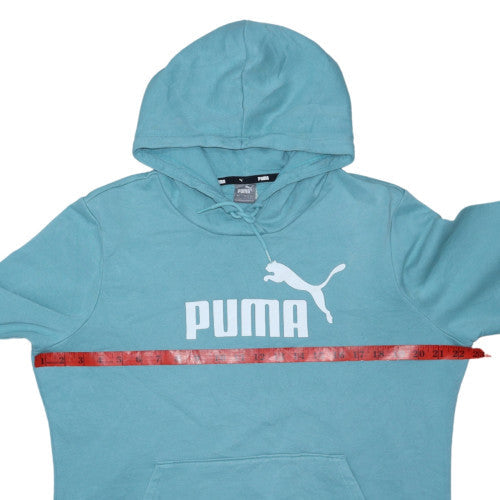 Puma Womens Blue Pullover Hoodie L Cotton Fleece Casual Sweatshirt