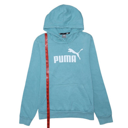 Puma Womens Blue Pullover Hoodie L Cotton Fleece Casual Sweatshirt