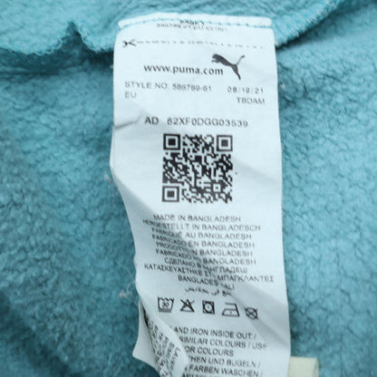 Puma Womens Blue Pullover Hoodie L Cotton Fleece Casual Sweatshirt