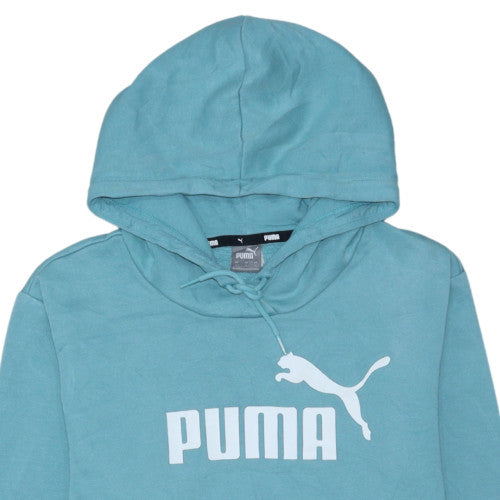 Puma Womens Blue Pullover Hoodie L Cotton Fleece Casual Sweatshirt