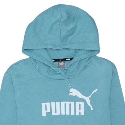 Puma Womens Blue Pullover Hoodie L Cotton Fleece Casual Sweatshirt
