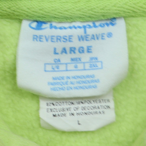 Champion Men's Green Pullover Hoodie L Fleece Reverse Weave