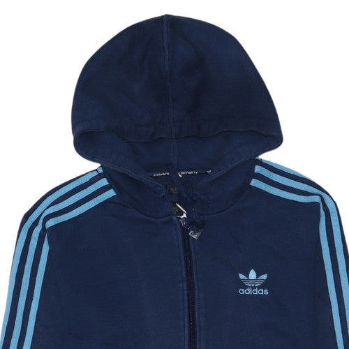 Adidas Mens Blue Full Zip Hoodie Size S Sports Fleece Jacket