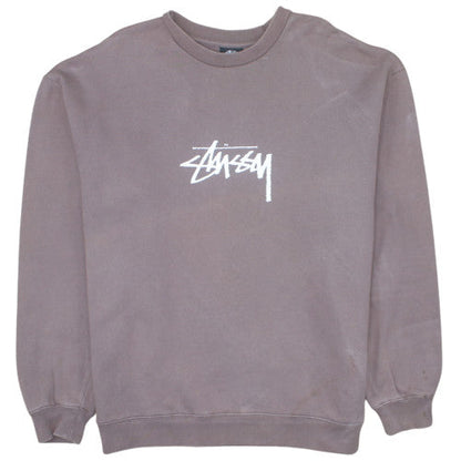 Stussy Mens Brown Logo Crew Neck Fleece Sweatshirt Small